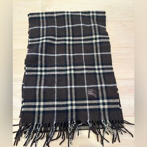 Burberry Vintage Plaid Wool Scarf with Fringe